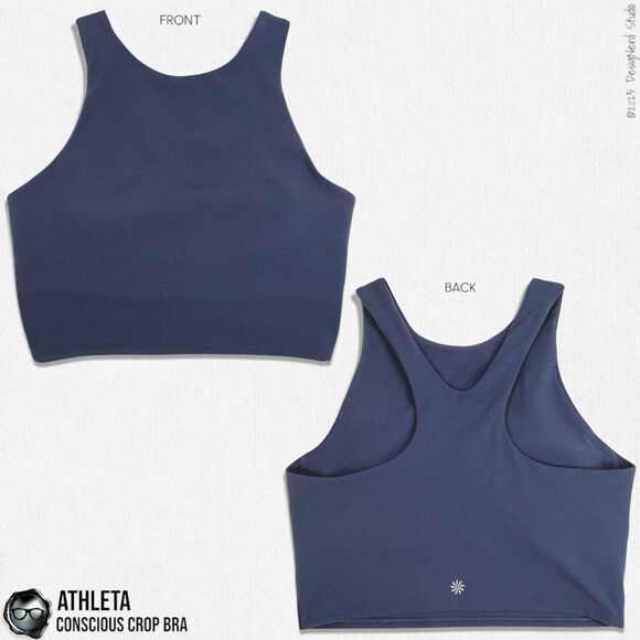 ATHLETA CONSCIOUS CROP A-C RACERBACK TANK BRA IN MEDIEVAL VIOLET RARE COLOR S, M - Picture 10 of 10